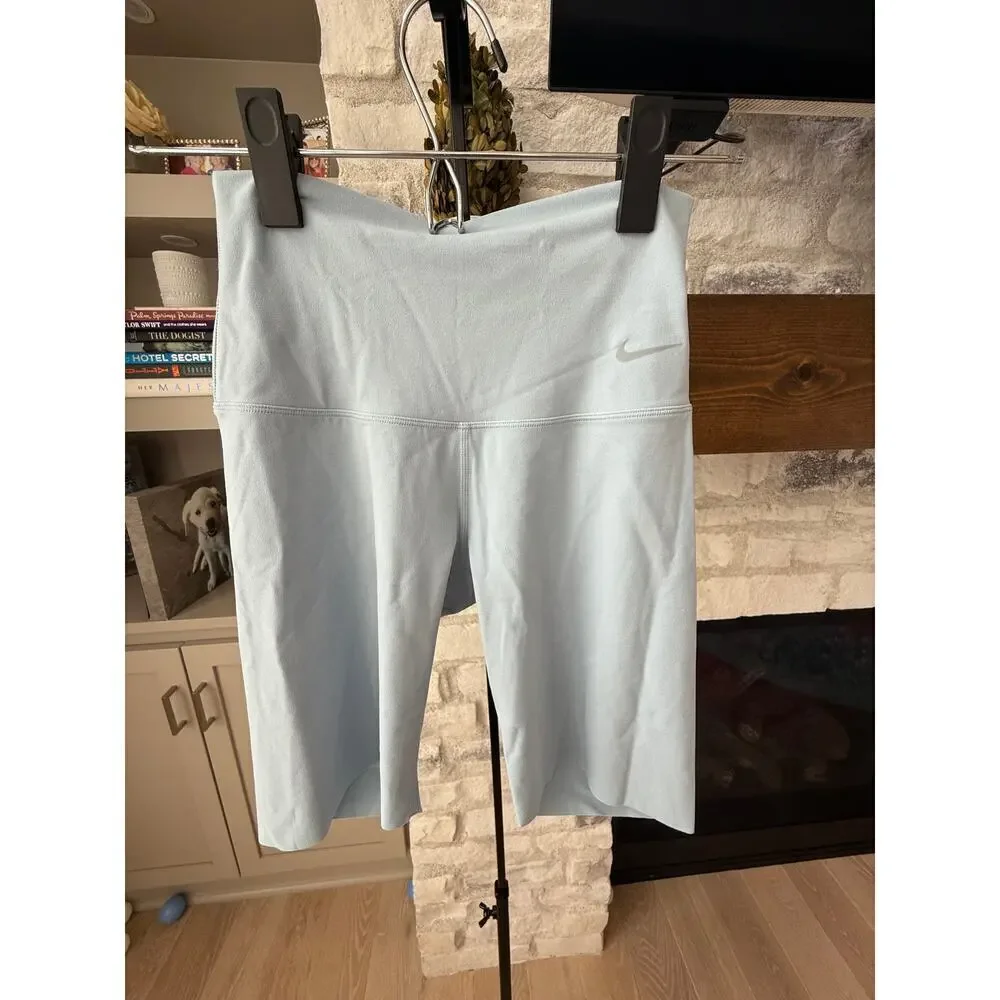 Nike Zenvy Women's Light Armoury Blue High-Waisted 20.5cm Biker Shorts Size XS